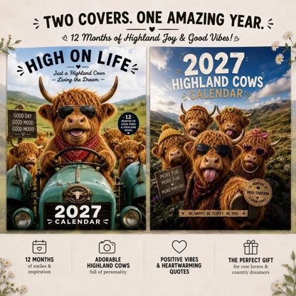 🐮 2027 Funny Highland Cow Wall Calendar